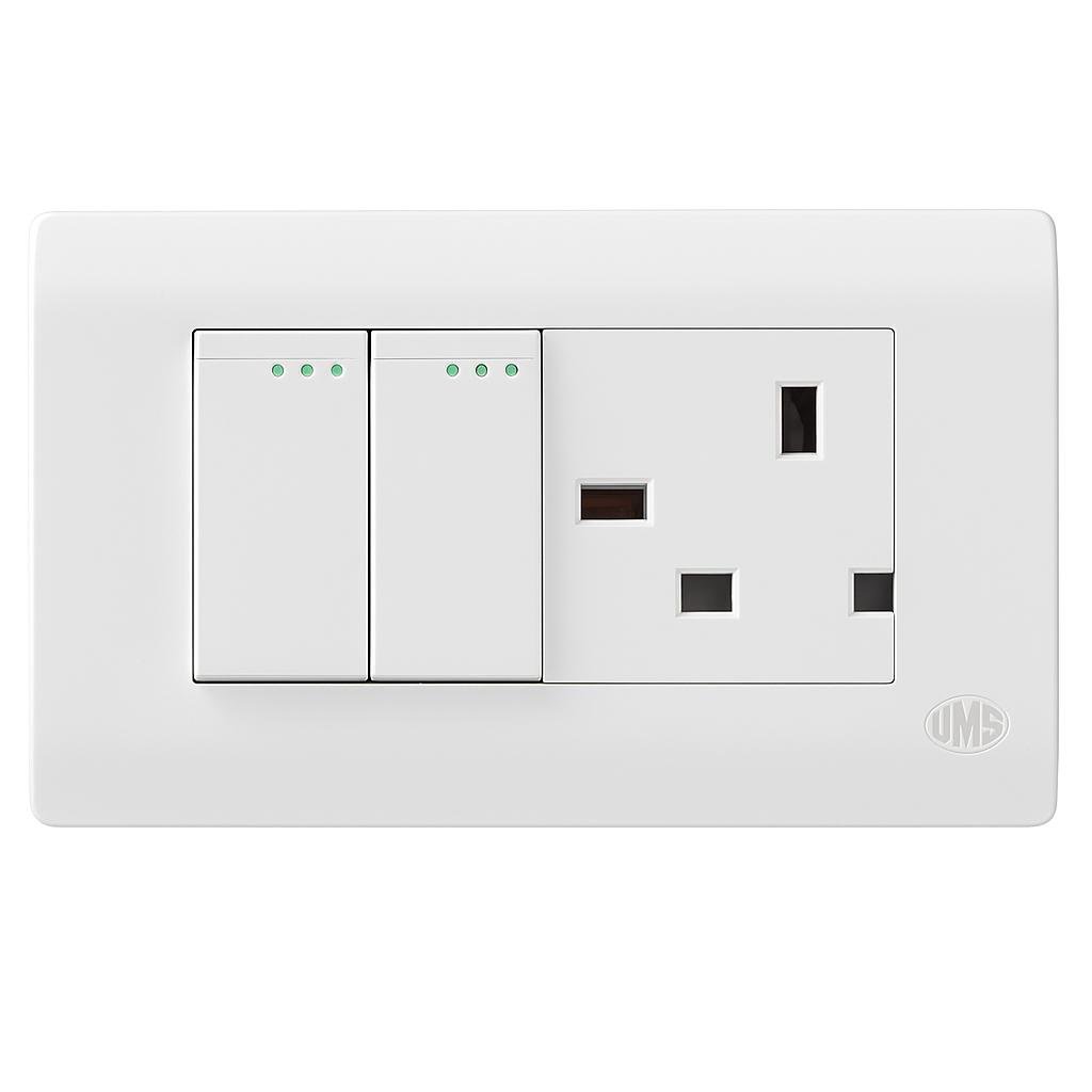فيش جدار ثلاثى مع 2 مفتاح UMS #